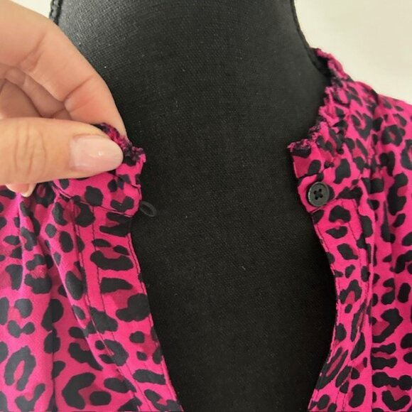 Zadig & Voltaire Titus Leopard Print Framboise Blouse - Picture 3 of 8